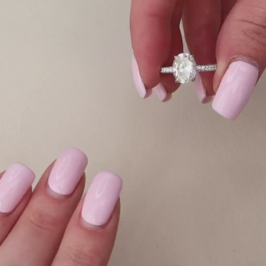 3.0 CT Oval Hidden Halo & Pave Setting Moissanite Engagement Ring